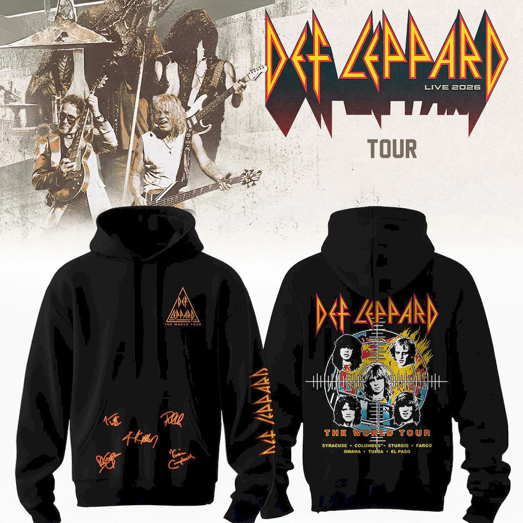 Def Leppard The World Tour 2026 Hoodie Def Leppard Tour Merch Signed Gift For Rock Fans