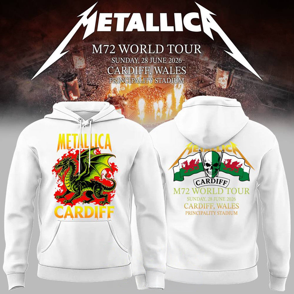 Metallica 2026 M72 World Tour Cardiff Wales Hoodie Metallica Merch Gift For Band Fans