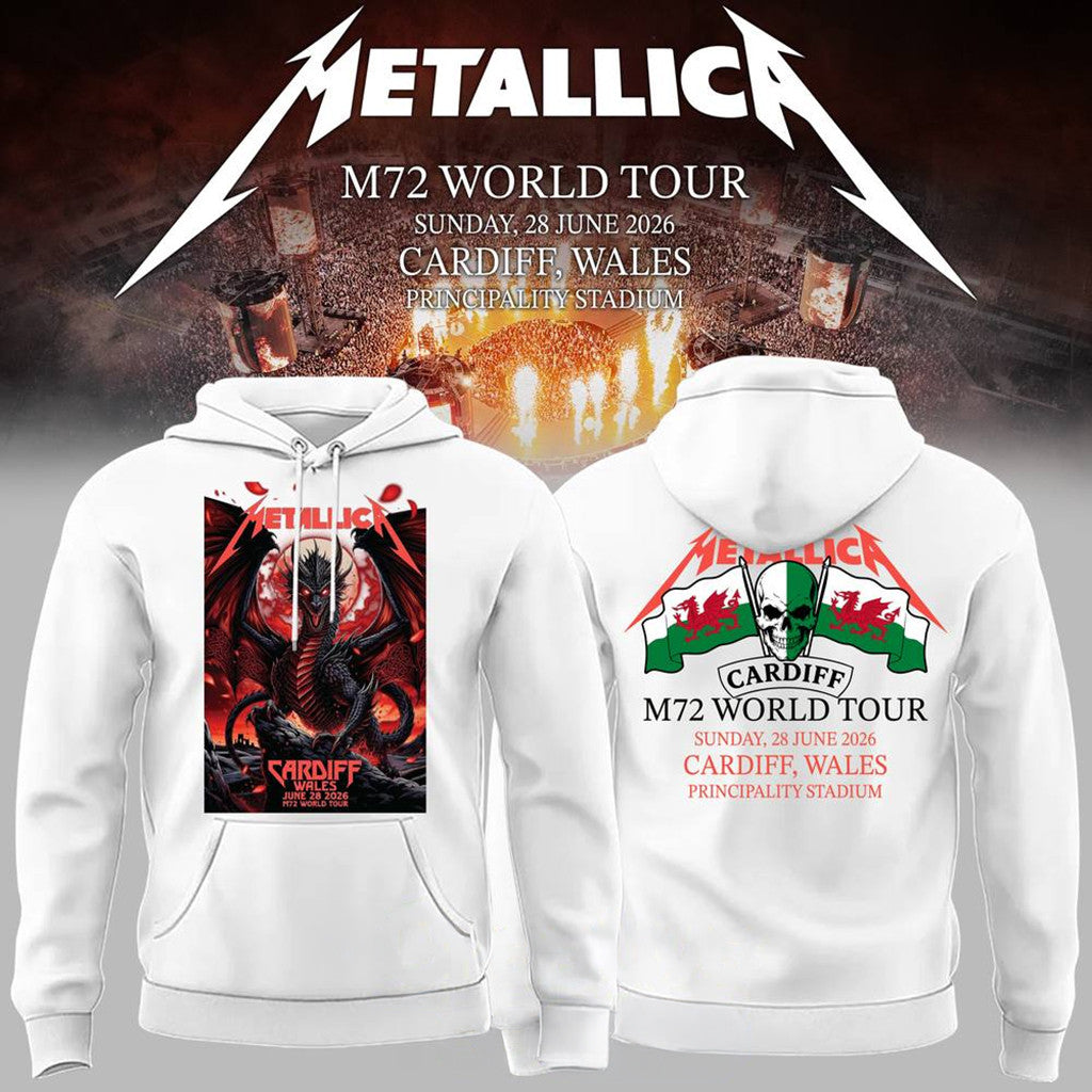 Metallica 2026 M72 World Tour Cardiff Wales Hoodie Metallica Merch Gift For Music Lovers