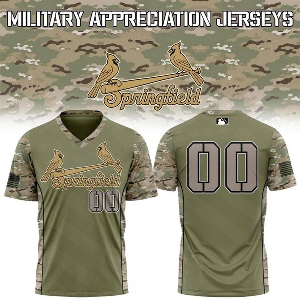 Custom Springfield Cardinals 2026 Military Appreciation Night Camo Jersey Cardinals Merch