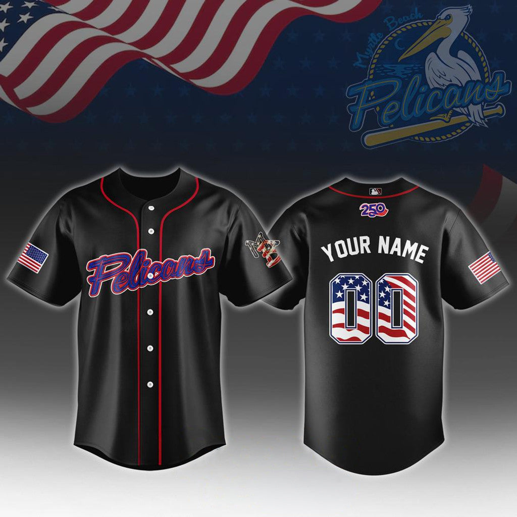 Personalized Myrtle Beach Pelicans 4Th Of July Baseball Jersey Myrtle Beach Pelicans Merch