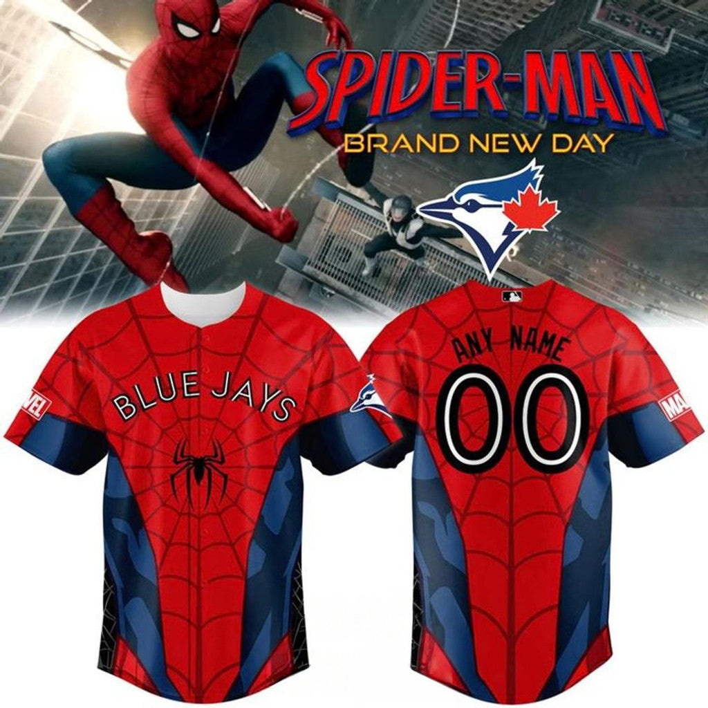 Personalized Toronto Blue Jays X Spiderman Brand New Day 2026 Baseball Jersey Jays Merch