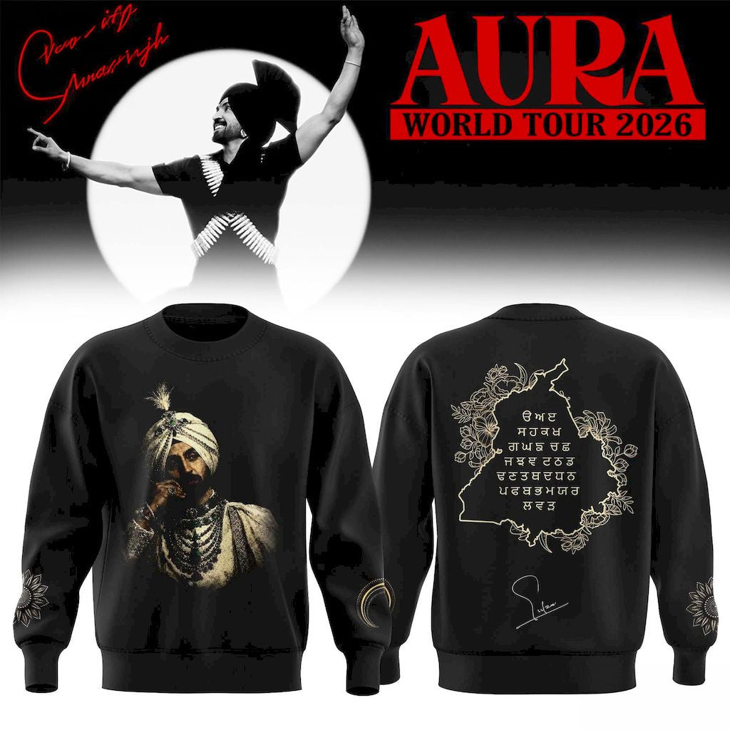 Diljit Dosanjh AURA World Tour 2026 Sweatshirt Diljit Dosanjh Merch Present For Music Fans