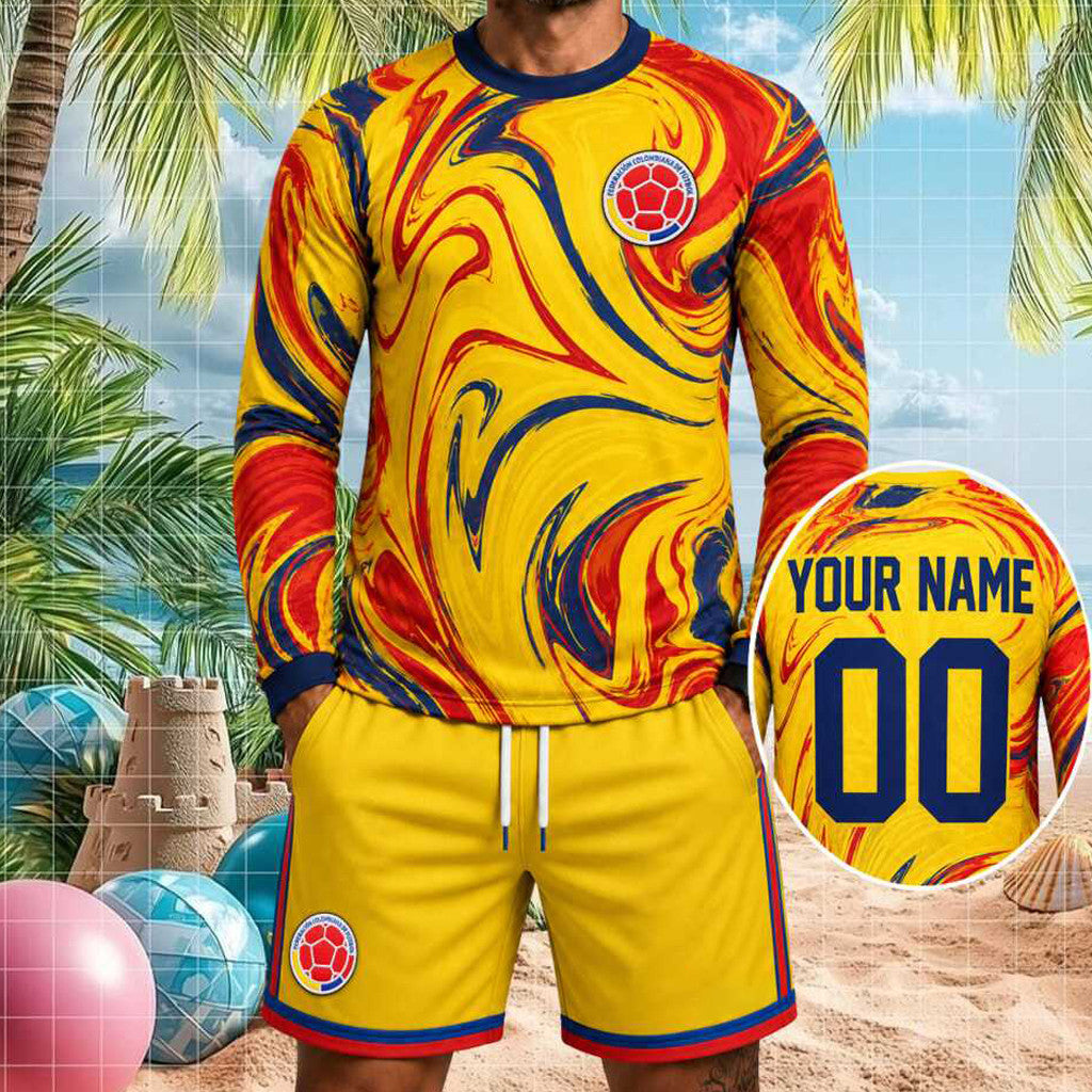 Personalized Colombia Football National Team Long Sleeve Shirt Shorts Set Colombia WC 2026 Merch