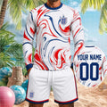 Personalized England Football National Team Long Sleeve Shirt Shorts Set Gift For Football Fans