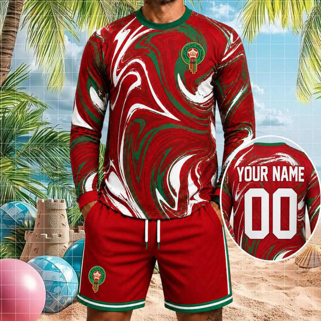 Personalized Morocco Football National Team Long Sleeve Shirt Shorts Set Morocco WC 2026 Merch