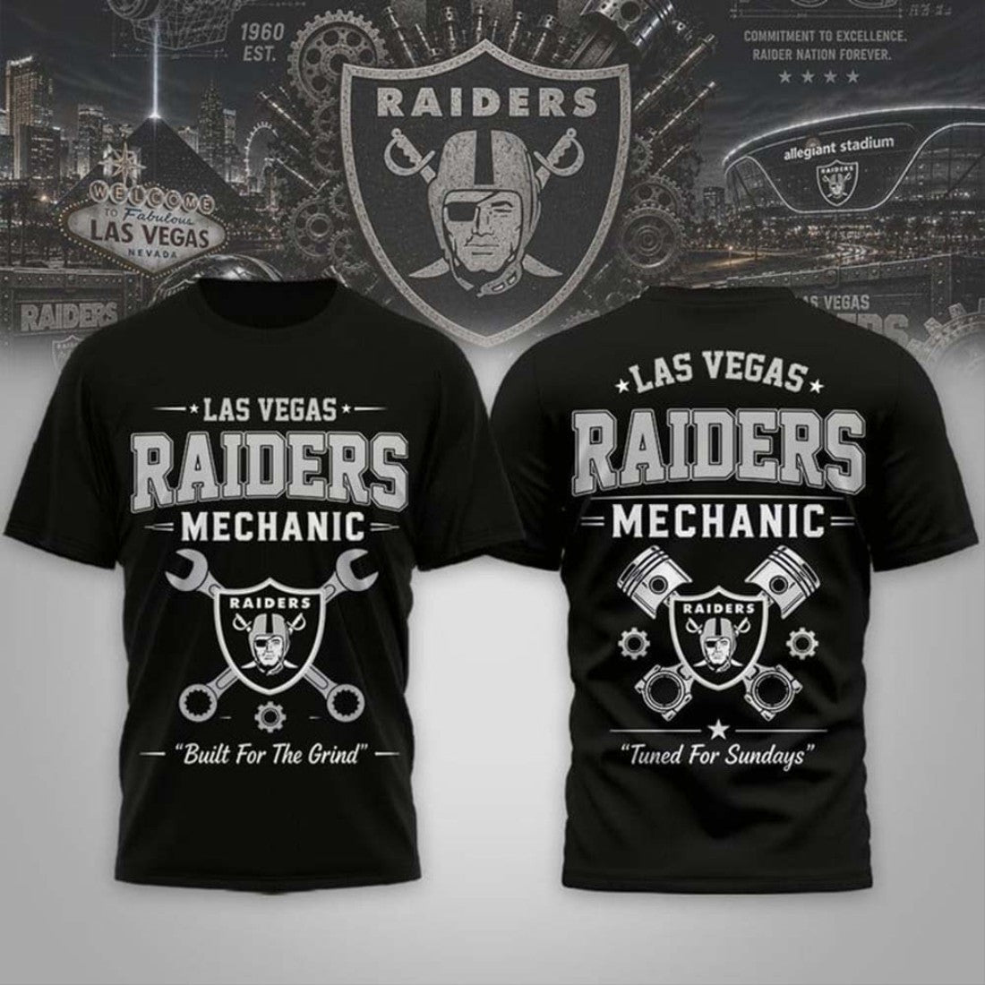 LV Raiders Mechanic Built For The Grind T-Shirt 2026 Raiders Merch Gift For Football Fans