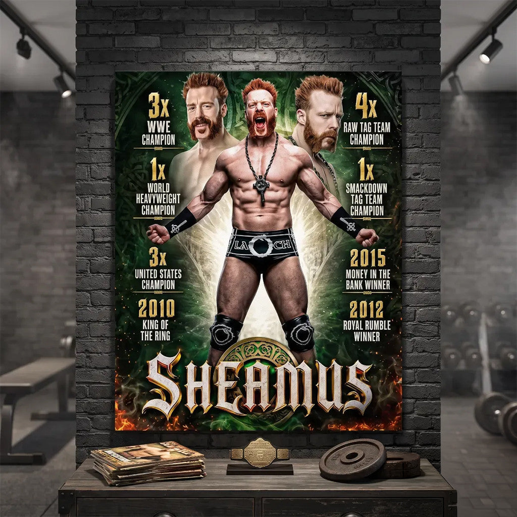 Celtic Warrior Sheamus Death WWE Superstar Career Achievements Poster Wall Art Decor 2026