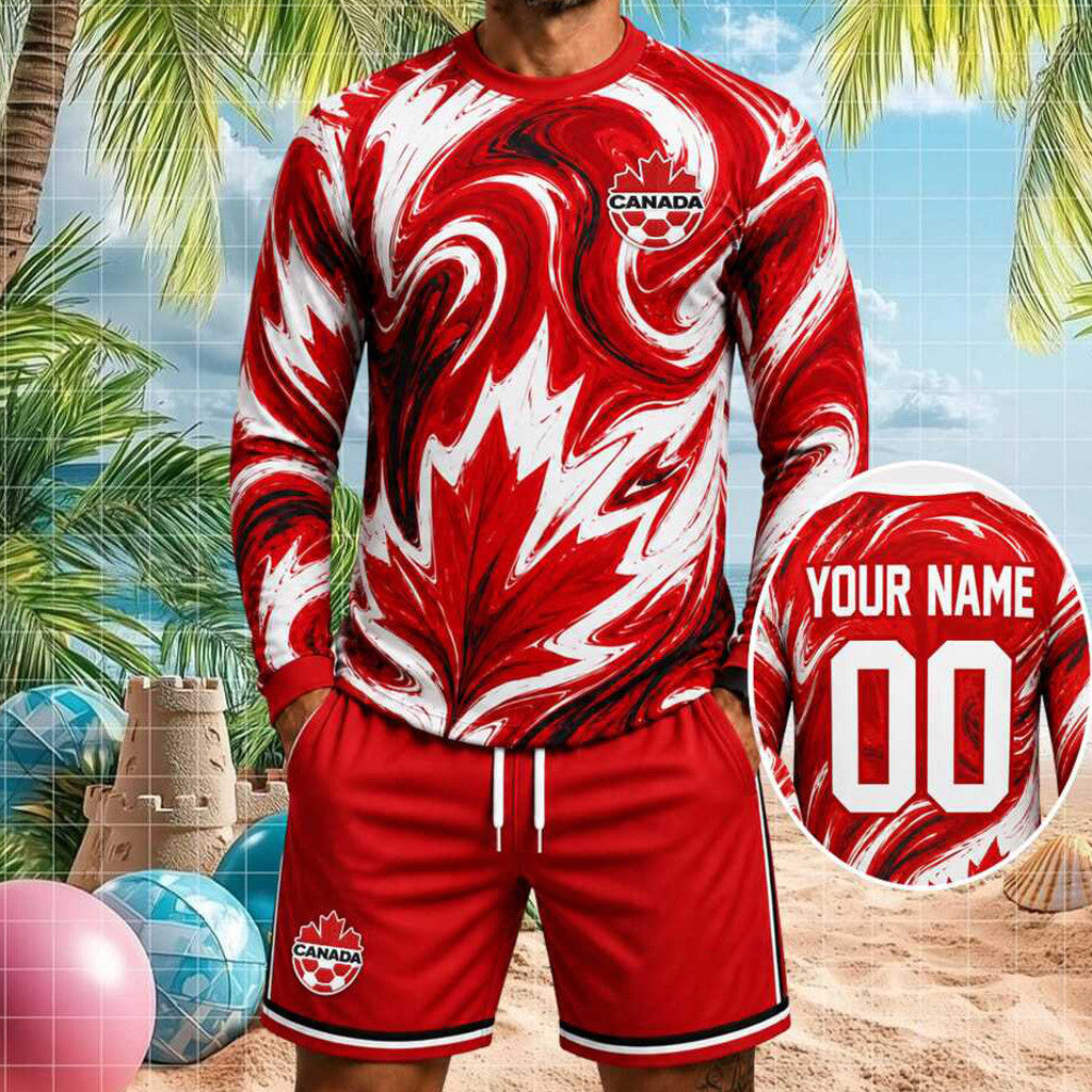 Custom Canada National Football Team Long Sleeve Shirt Shorts Set Canada World Cup 2026 Merch