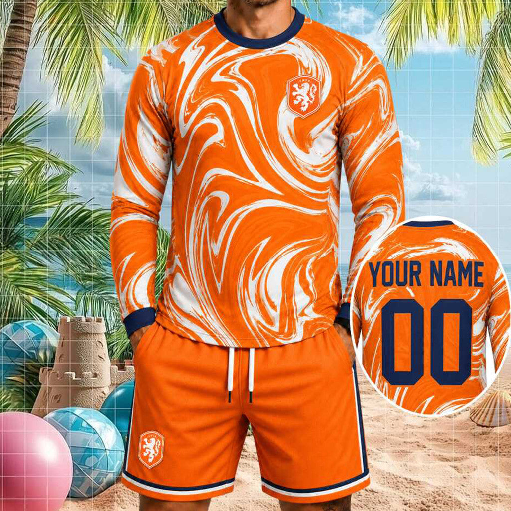 Custom Netherlands Football National Team Long Sleeve Shirt Shorts Set Football Fan Gears 2026