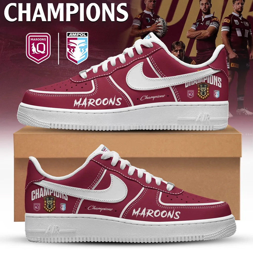 Queensland Maroons Champions Maroon Shoes Sneakers 2026 Queensland Maroons Merch Fan Gifts