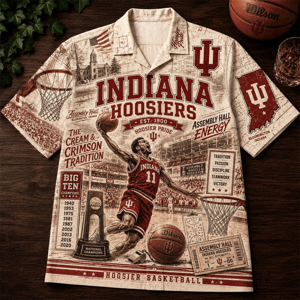 Indiana Hoosiers Basketball 2026 Hawaiian Shirt Assembly Hall Energy Indiana Hoosiers Merch