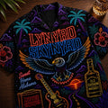 Lynyrd Skynyrd Punk Rock Band Neon Hawaiian Shirt 2026 Lynyrd Skynyrd Merch Father Gifts