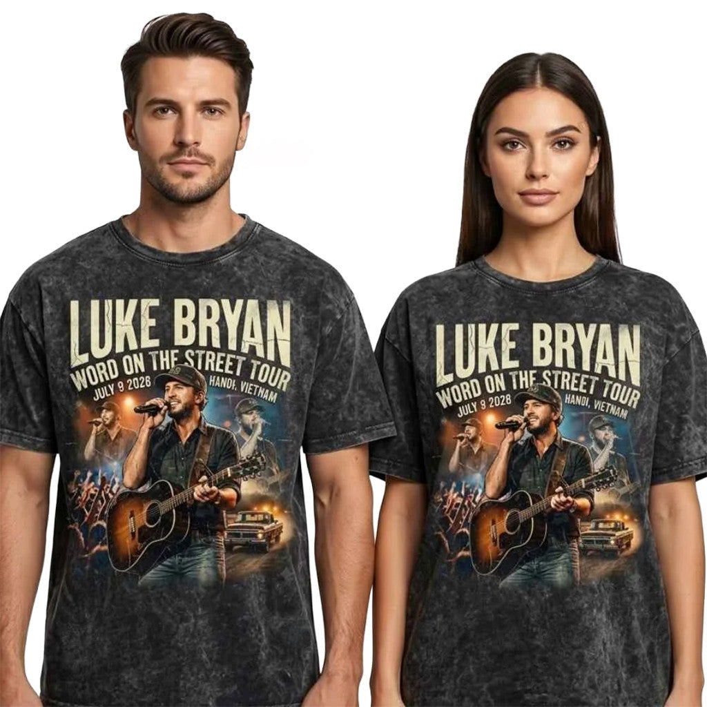 Luke Bryan Word On The Street Tour 2026 Country Vintage Bootleg Washed T-Shirt Luke Bryan Merch
