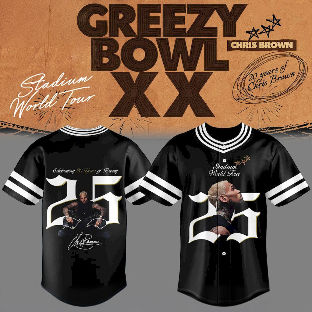Chris Brown Breezy Bowl XX Baseball Jersey Celebrating 20 Years OF Chris Brown Merch Signed