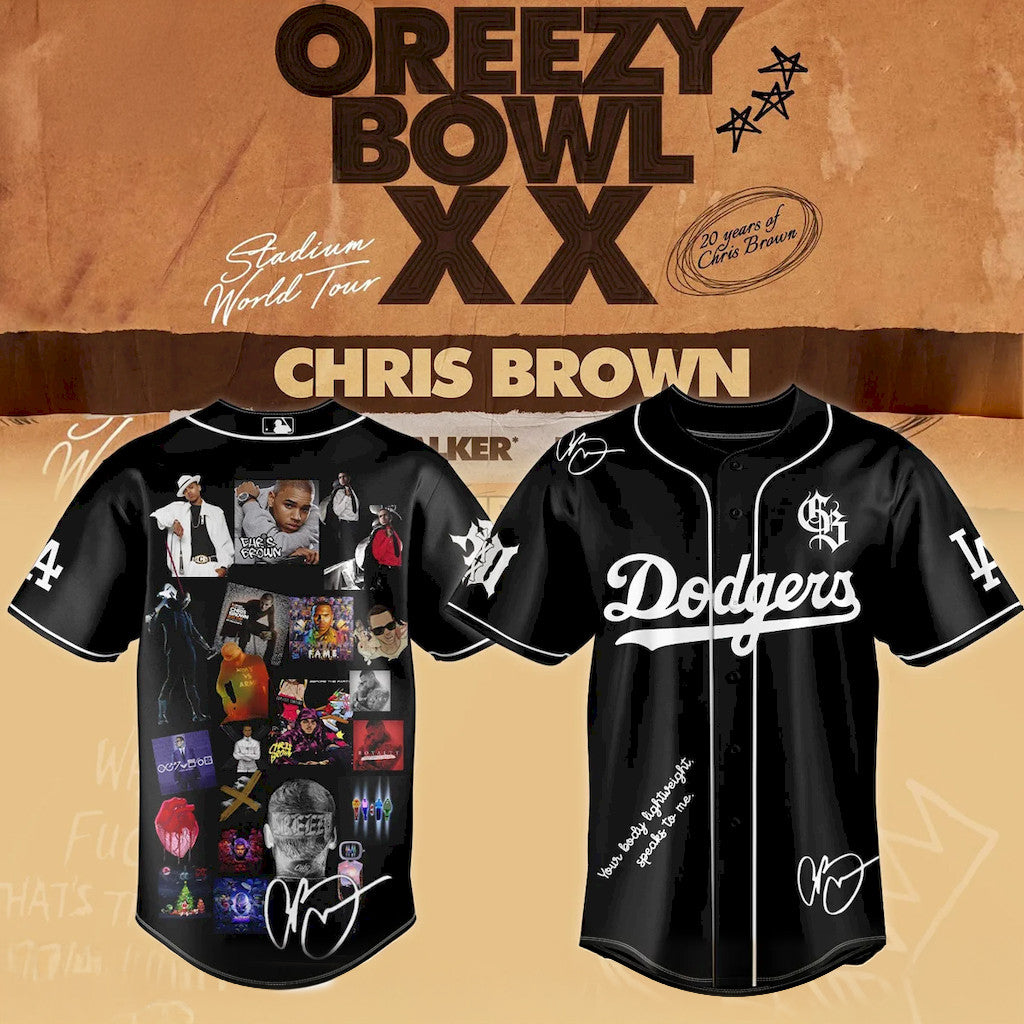 Chris Brown Breezy Bowl XX Los Angeles Dodgers Baseball Jersey 2026 LA Dodgers Merch Gifts