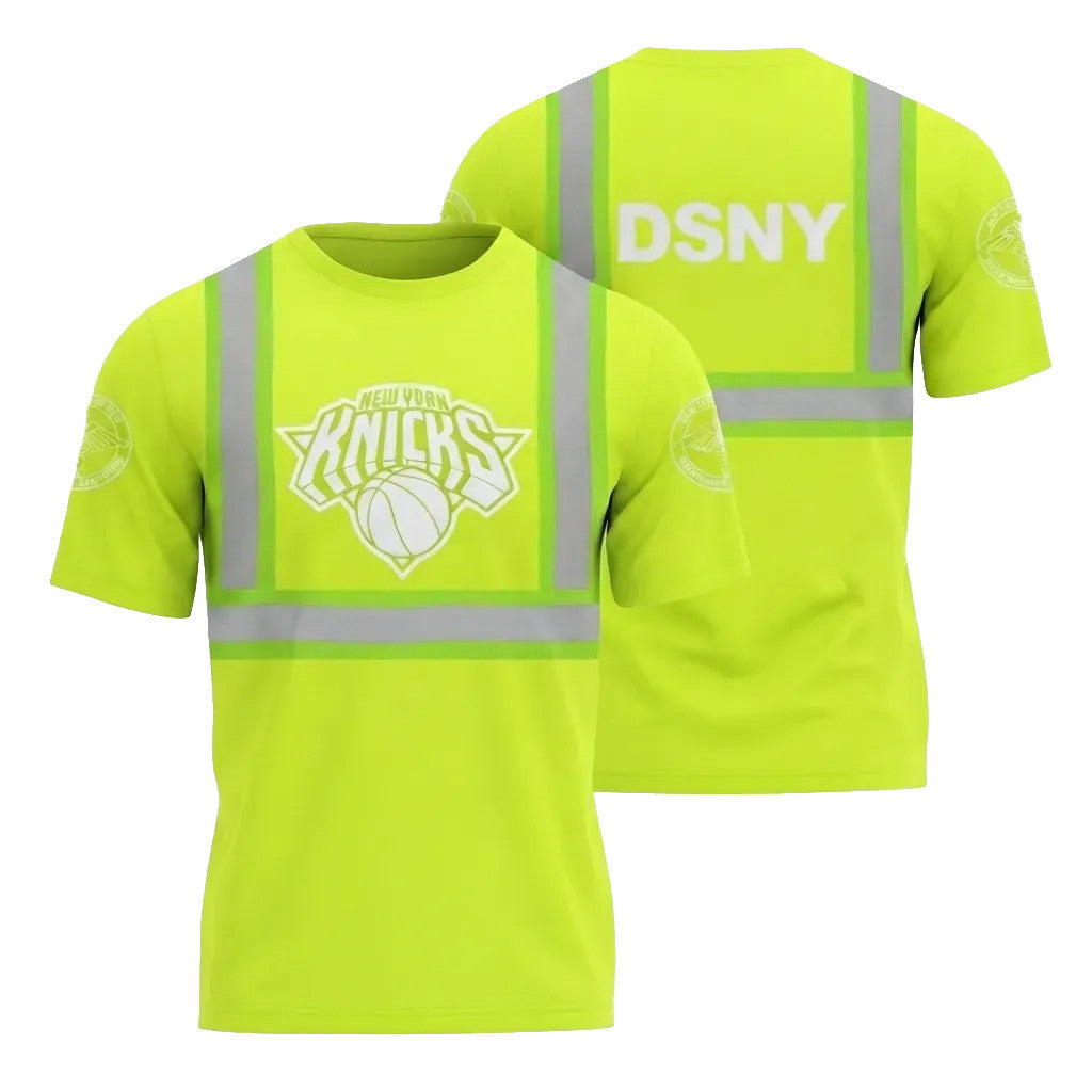 NYC Sanitation DSNY X NY Knicks Safety Green Graphic T-Shirt Gift Ideas For Friends