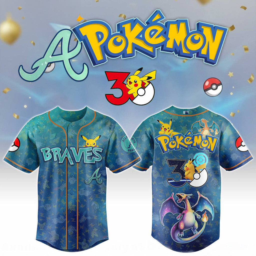 Atlanta Braves Pokemon Day Baseball Jersey Atlanta Braves Merch 2026 Gift For Brothers