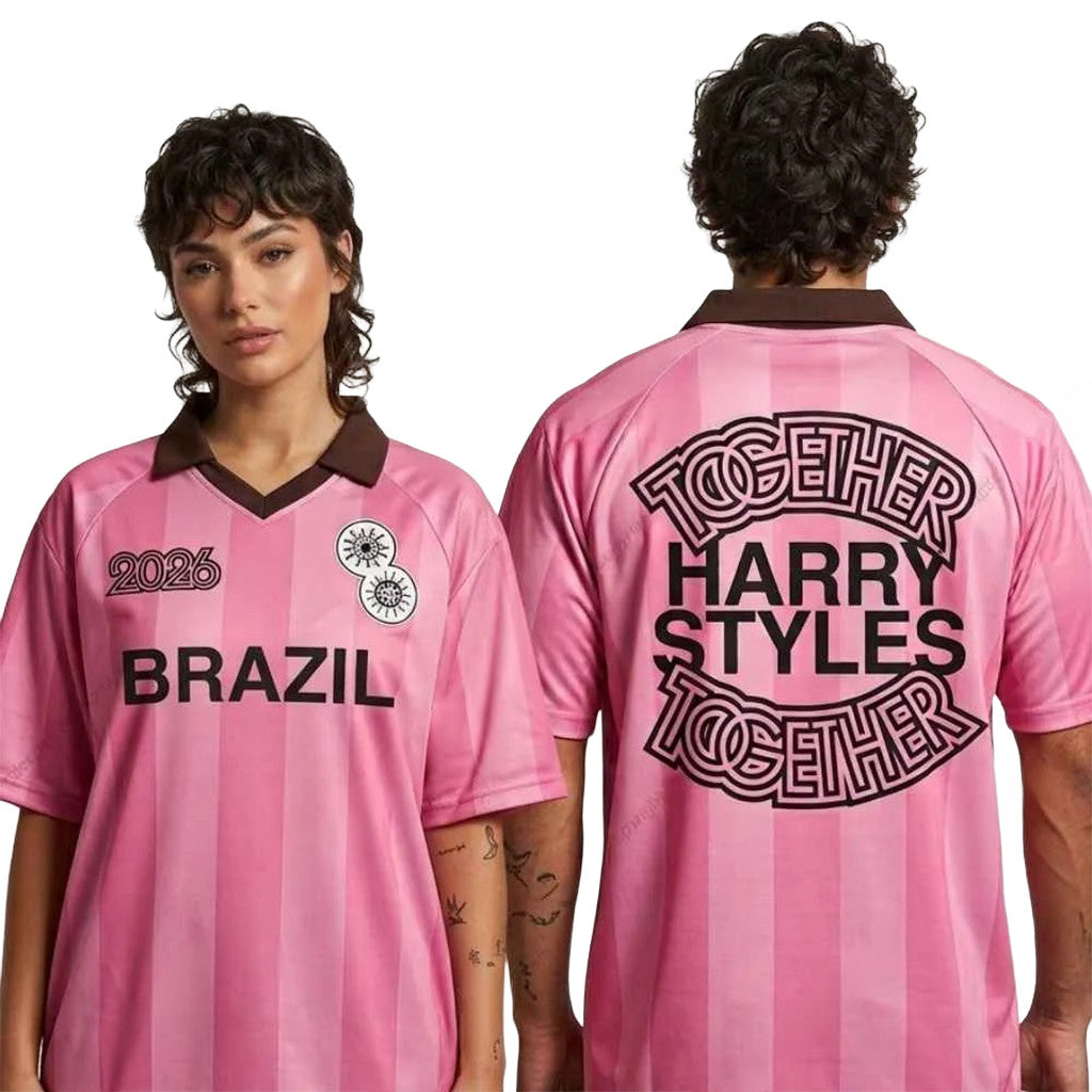 Harry Styles Sao Paulo Brazil Pink V-Neck Jersey 2026 Harry Styles Together Together Tour Merch