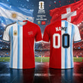 Personalized 2026 World Cup Argentina Vs Switzerland Split Soccer Jersey Shirt FIFA WC Merch