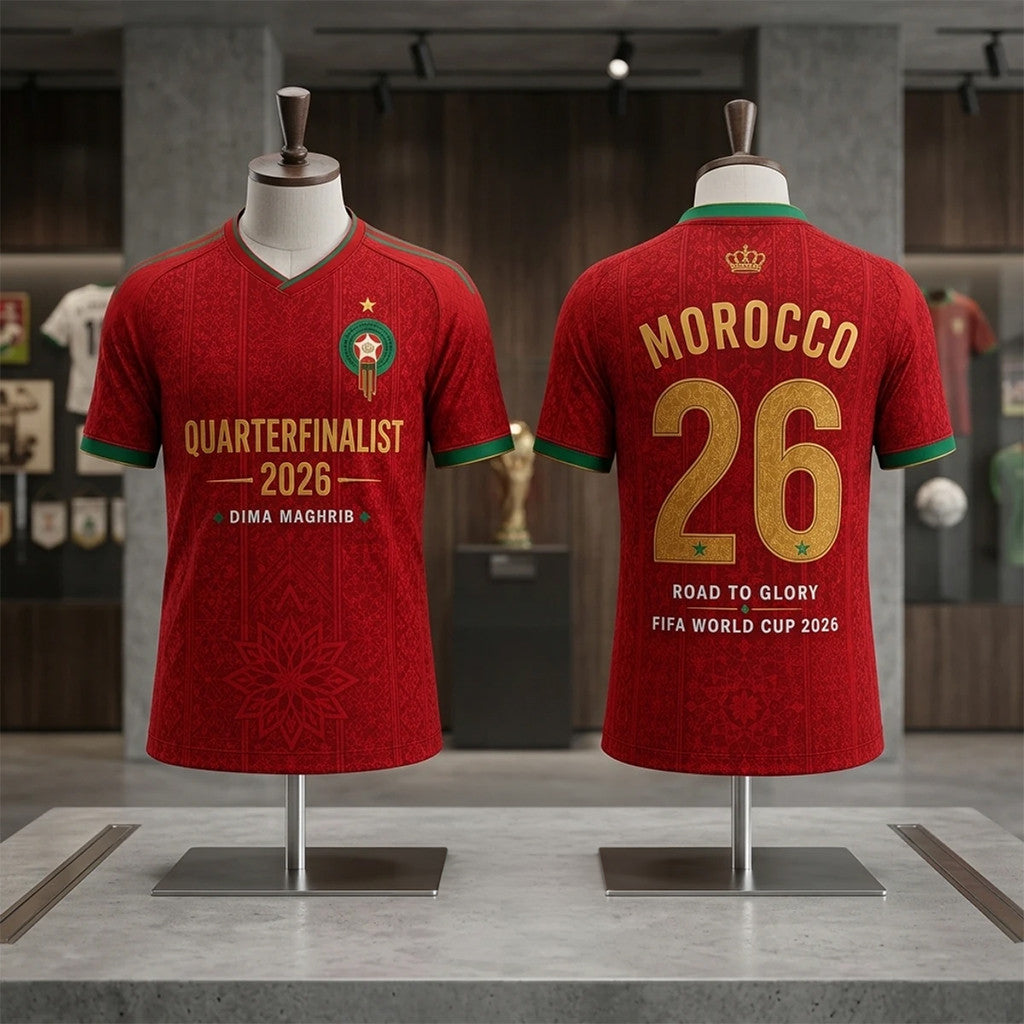 Morocco FIFA World Cup 2026 Quarterfinalist Football Jersey Shirt Morocco Team Merch Fan Gifts