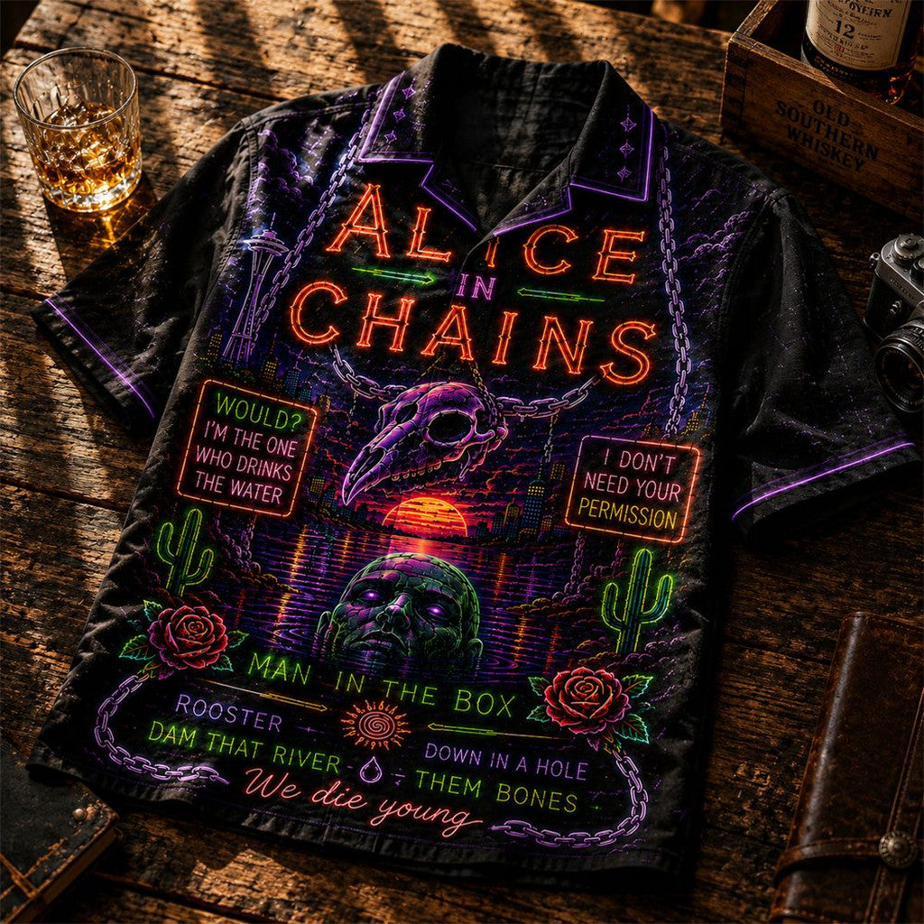 Alice In Chains Neon Light Jar Of Flies 2026 Hawaiian Shirt Alice In Chains Merch Fan Gifts