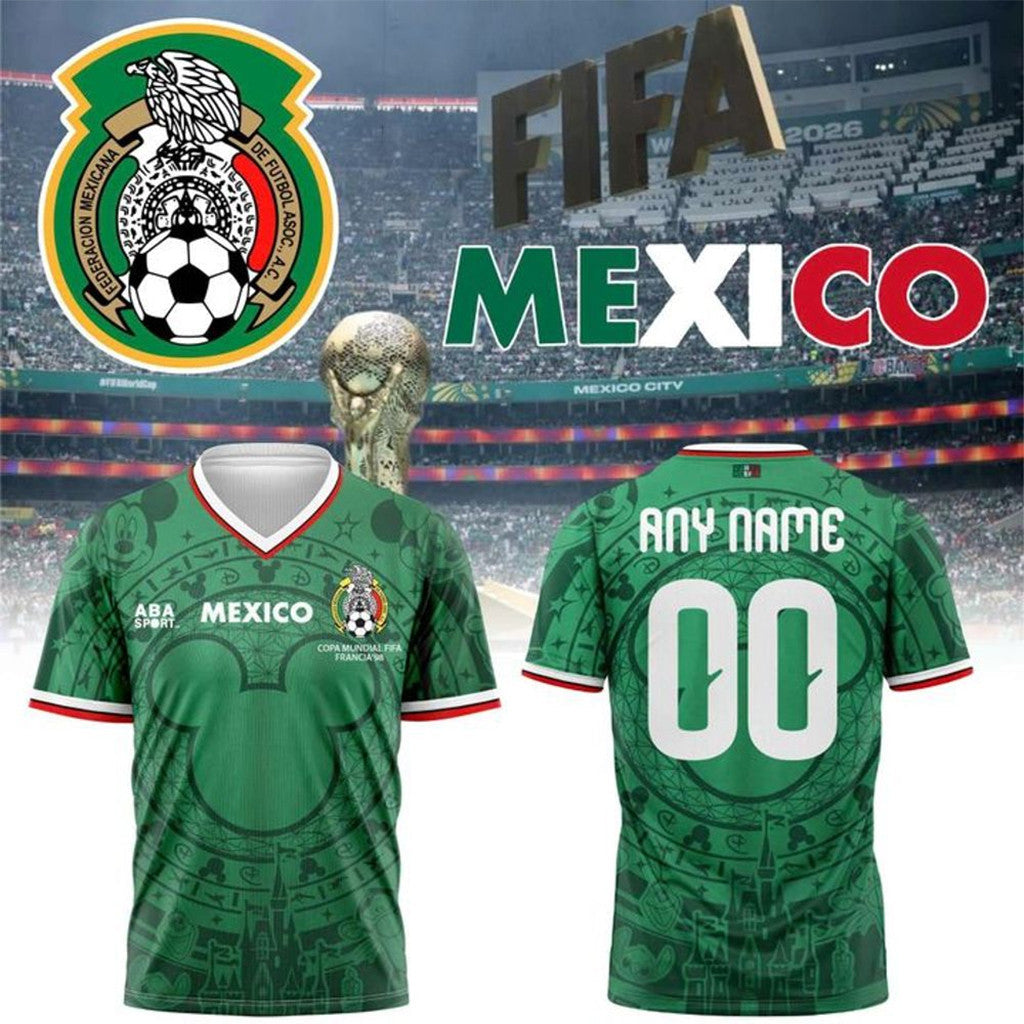 Personalized Mexico X D Mickey World Cup 2026 Jersey Shirt Mexico Team Merch Football Fan Gifts