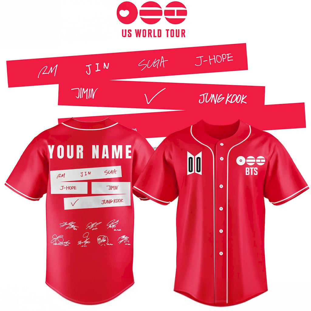Personalized BTS World Tour Baseball Jersey Comeback Tour BTS Tour Merch Arirang Army Gifts