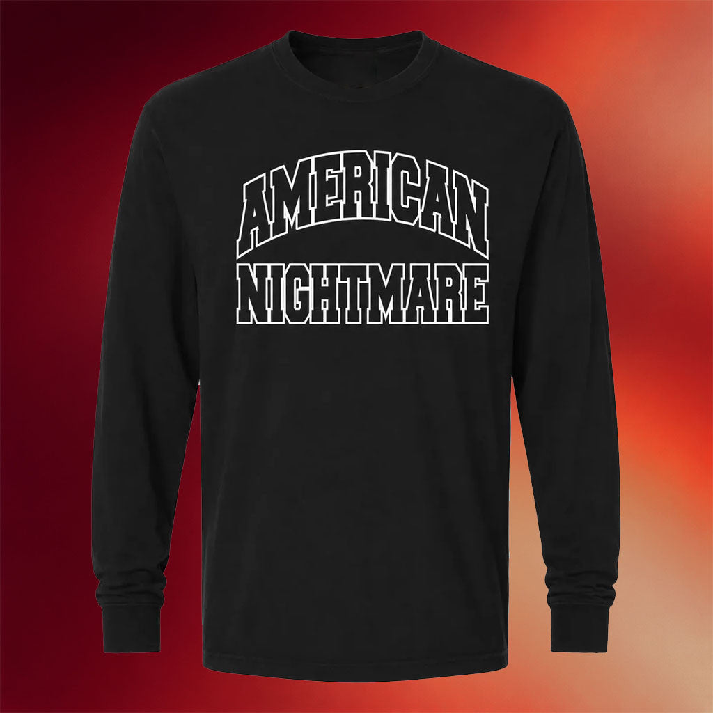 Heartworm Press Merch 2026 American Nightmare Black Varsity Long Sleeve Shirt Gift For Husband - Merchluma
