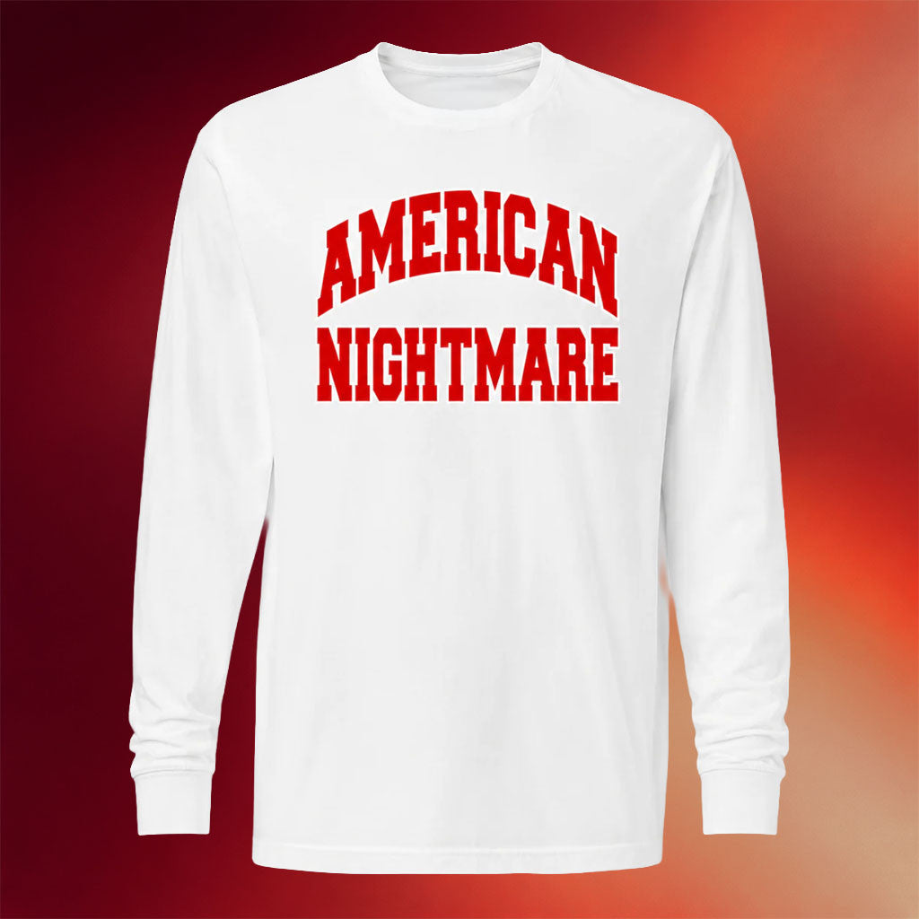 Heartworm Press Merch 2026 American Nightmare White Varsity Long Sleeve Shirt Friends Gifts - Merchluma