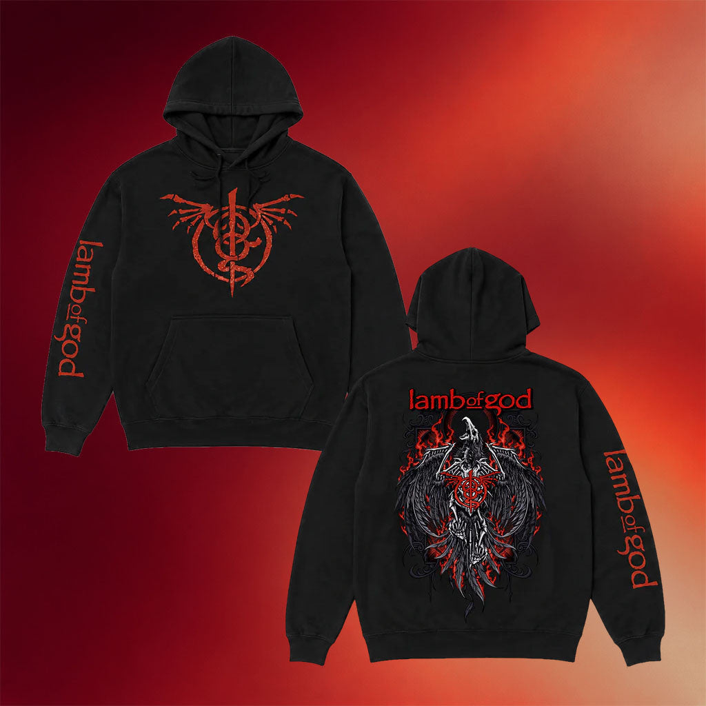 Lamb Of God Merch 2026 Crimson Phoenix Hoodie Music Related Gifts For Guys - Merchluma
