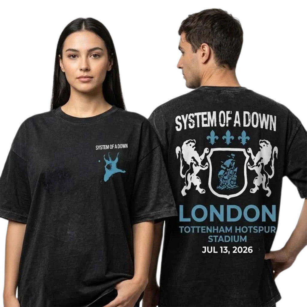 System Of A Down Live In London On July 13 2026 Lion Logo Washed T-Shirt SOAD Merch Fan Gifts - Merchluma