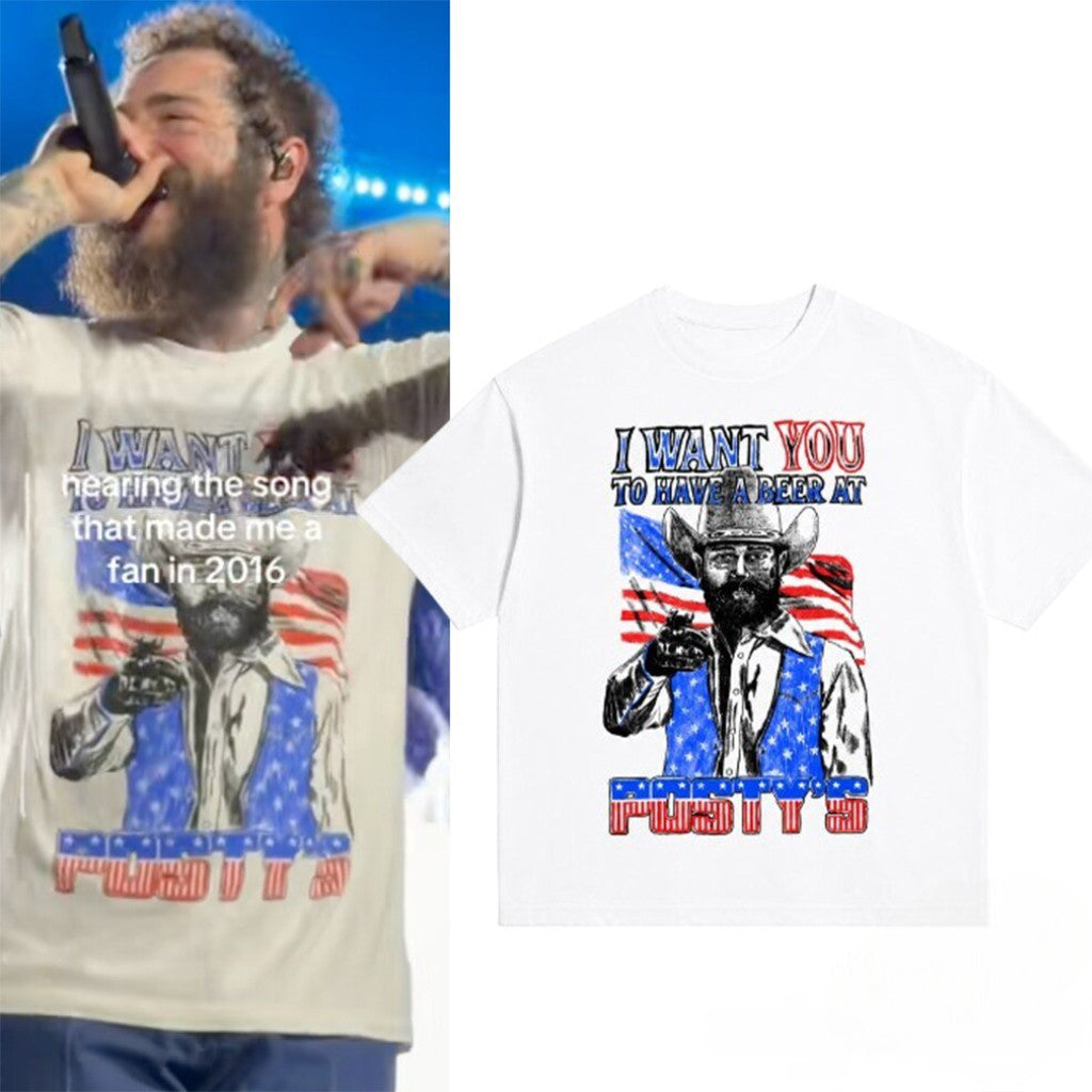 Post Malone I Want You I Have A Beer At Posty's T-Shirt Best Gift For Brother - Merchluma