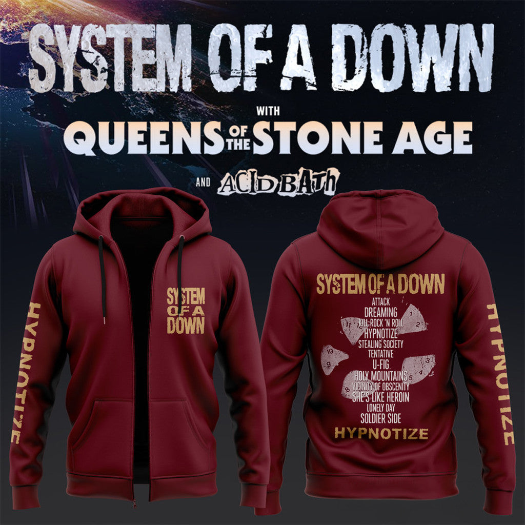 System Of A Down UK EU Tour 2026 Zip Hoodie SOAD Merch Cool Gifts For Music Lovers - Merchluma