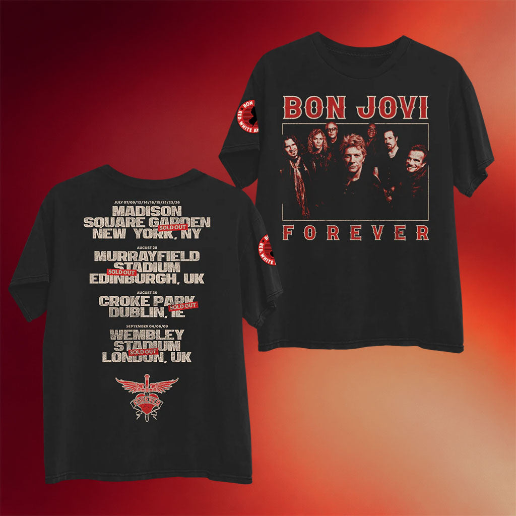 Bon Jovi Merch Forever 2026 Band Photo Tour Black T-Shirt Bon Jovi Forever Tour Merch Fan Gifts - Merchluma