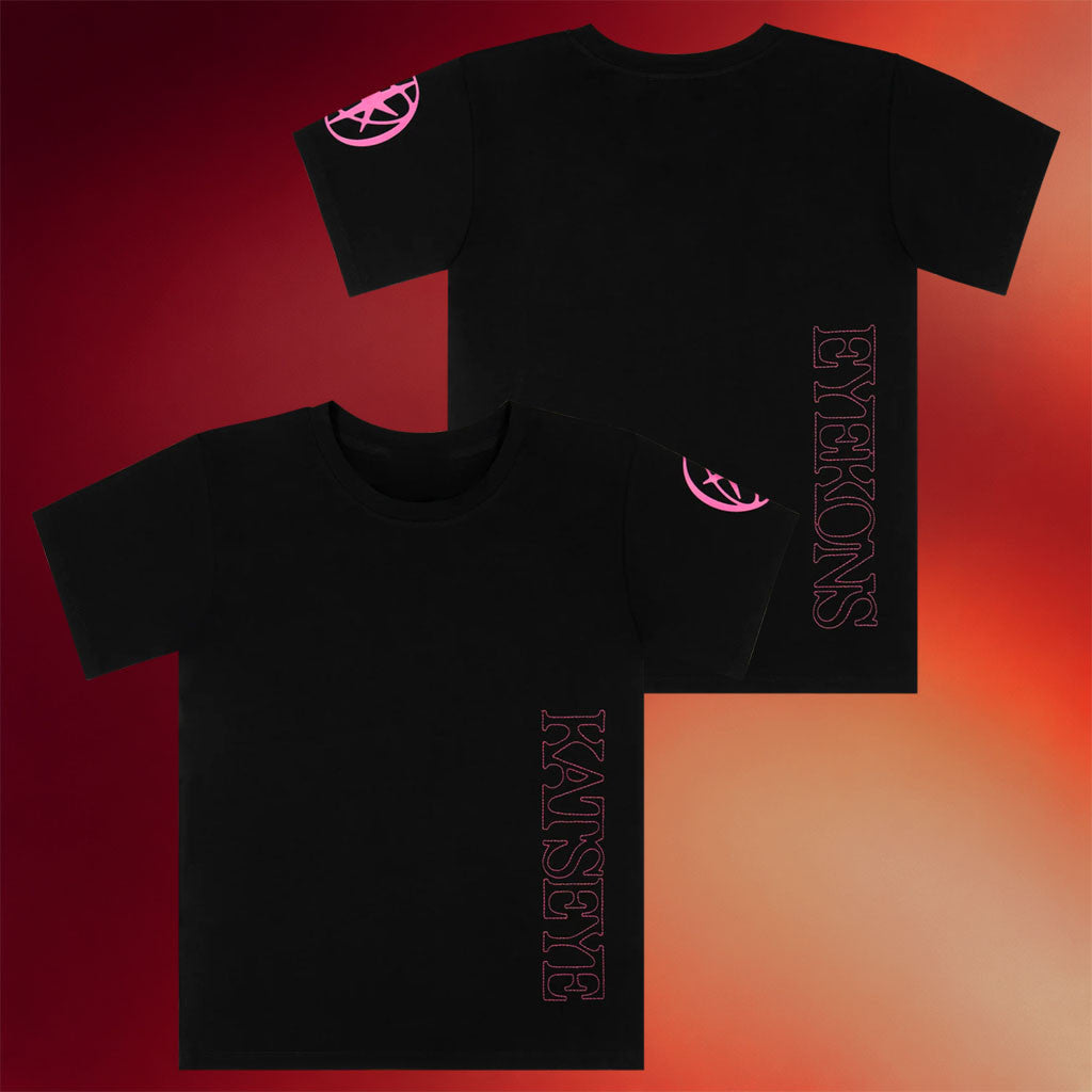 Katseye Merch 2026 Katseye X Eyekons Logo Stitch Black T-Shirt Gift For Music Fans - Merchluma