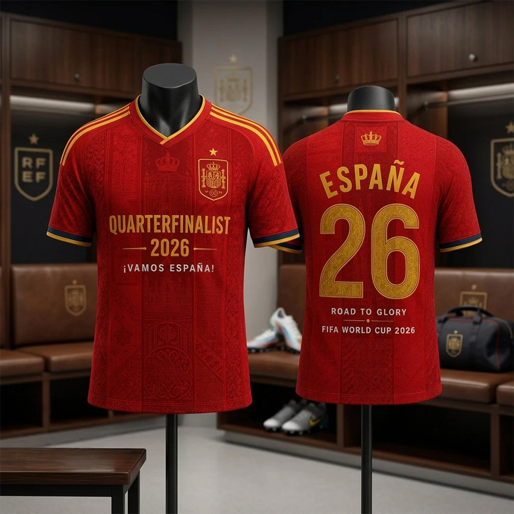 Spain FIFA World Cup 2026 Quarterfinalist Football Jersey Spain National Team Merch Fan Gifts - Merchluma