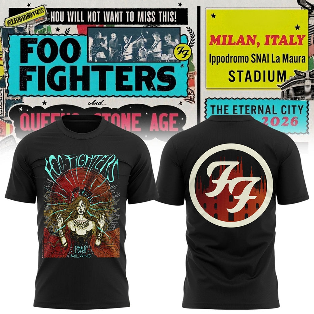 Foo Fighters Take Cover Tour Milano 2026 T-Shirt Foo Fighters Merch Best Gifts For Music Fans - Merchluma