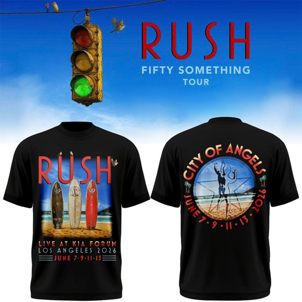 RUSH Merch Los Angeles Fifty Something Tour 2026 T-Shirt Gift For Rock Band Fans - Merchluma