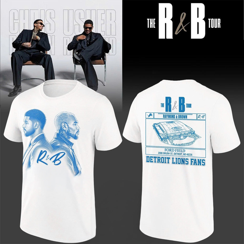 Chris Brown And Usher Raymond X Detroit Lions The R&B Tour At Ford Field 2026 T-Shirt Fan Merch - Merchluma