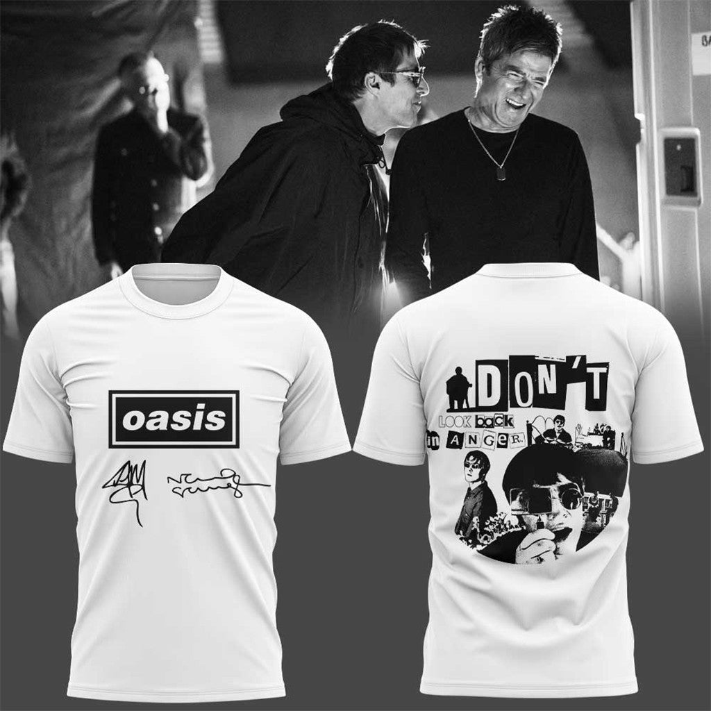 Oasis Don't Look Back In Anger 30Th Signature White Shirt Oasis Merch Gift For Music Lover - Merchluma
