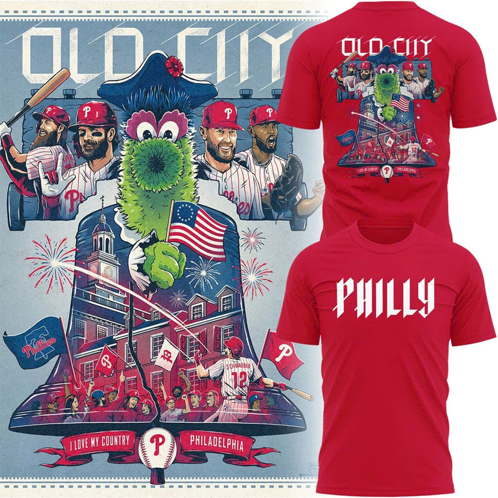 Philadelphia Phillies Old City Graphic T-Shirt 2026 Phillies Merch Cool Gift For Baseball Lover - Merchluma