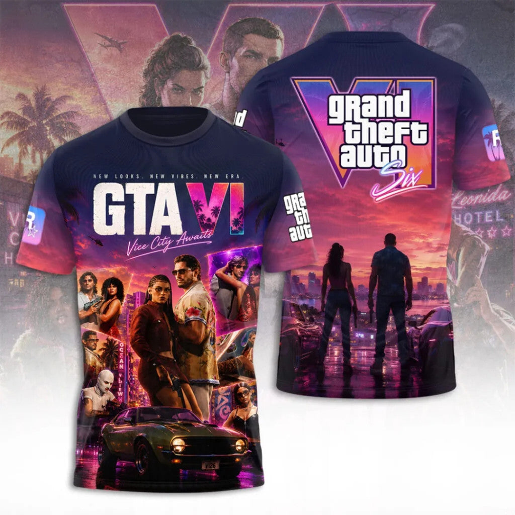 Grand Theft Auto VI Vice City Awaits T-Shirt GTA 6 Merch 2026 Present For Brothers - Merchluma