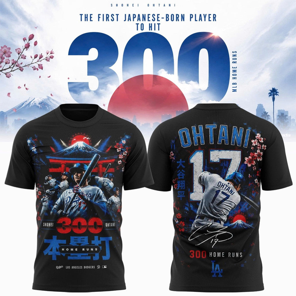 Shohei Ohtani 300 Home Runs Mount Fuji Cherry Blossom Shirt 2026 Shohei Ohtani Merch Fan Gifts - Merchluma