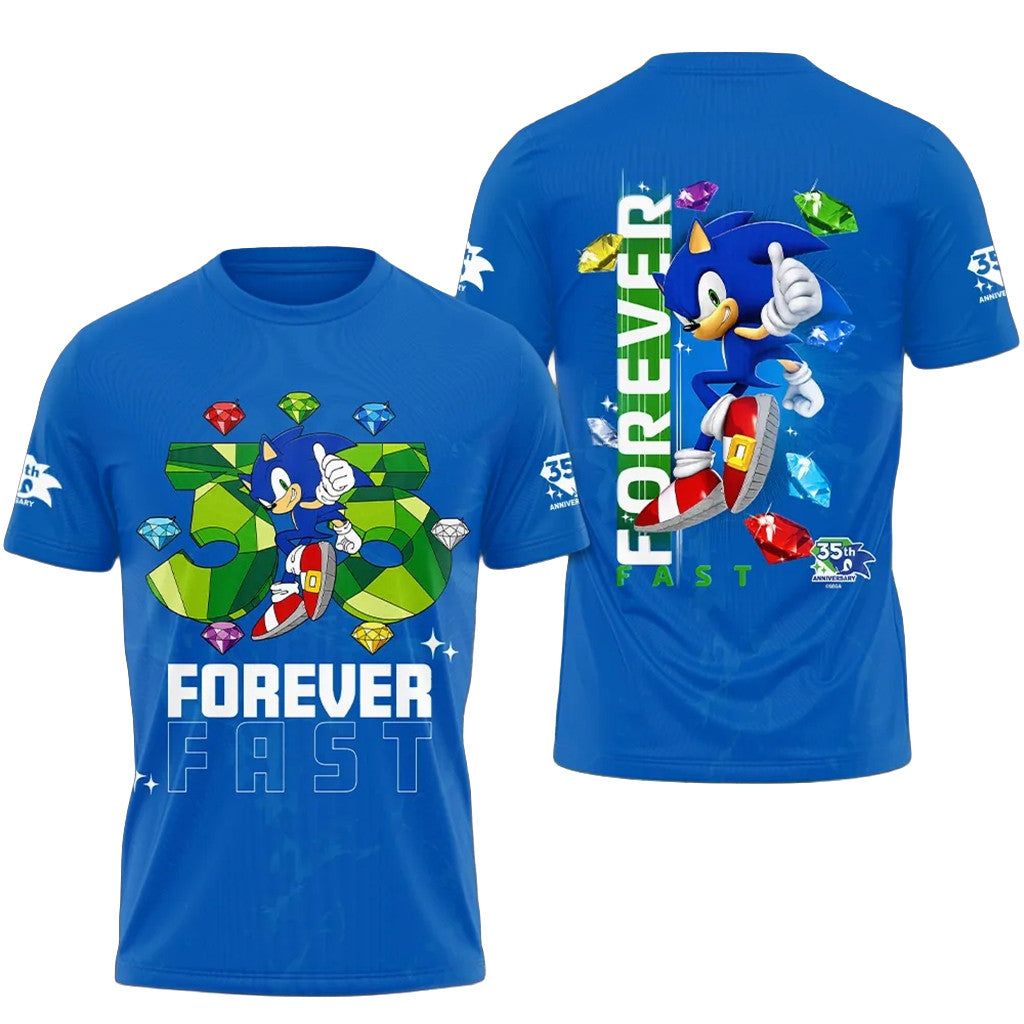 Sonic The Hedgehog 35Th Anniversary 2026 Forever Fast Shirt Sonic The Hedgehog Merch Present - Merchluma