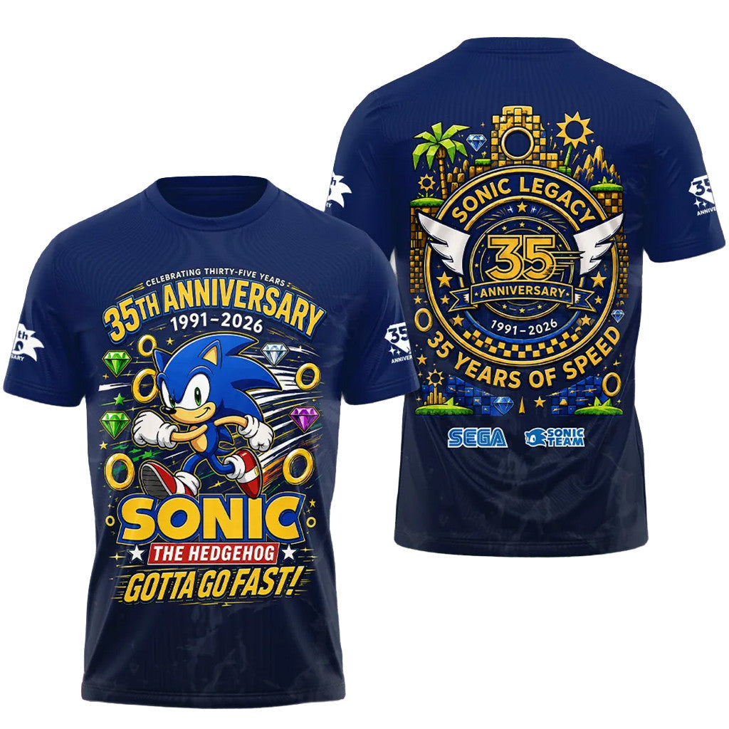 Sonic The Hedgehog 35Th Anniversary Forever Fast T-Shirt Sonic The Hedgehog Merch Gifts - Merchluma