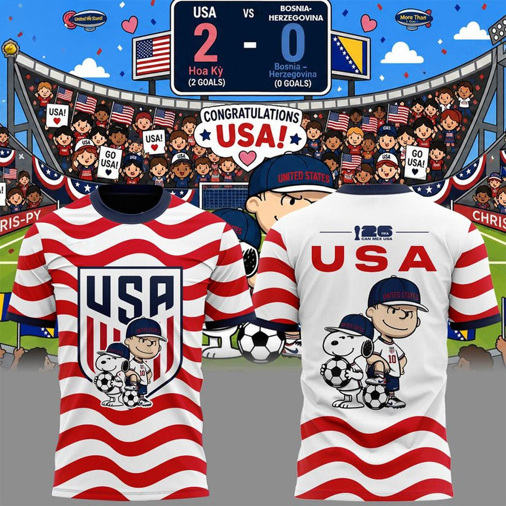 US Soccer X Peanuts Snoopy 2026 T-Shirt USMNT World Cup Merch Best Gift For Soccer Fans - Merchluma