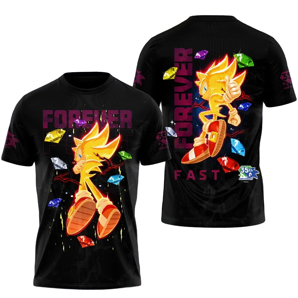 Sonic The Hedgehog 35Th Anniversary Forever Fast T-Shirt Sonic The Hedgehog Merch BFF Gifts - Merchluma