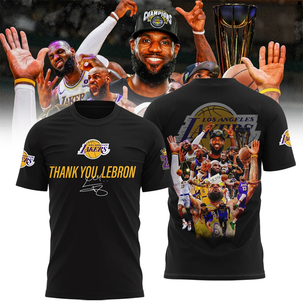 Los Angeles Lakers Thank You Lebron James Graphic T-Shirt Lebron James Merch Fan Gifts Ideas - Merchluma