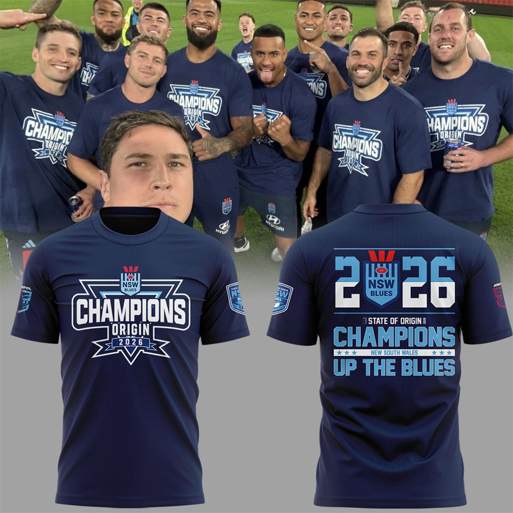NSW Blues 2026 State Of Origin Champions T-Shirt NSW Blues Merch Rugby Fan Gifts For Him - Merchluma